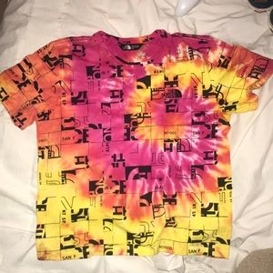 tie-dyed North Face short sleeve tee